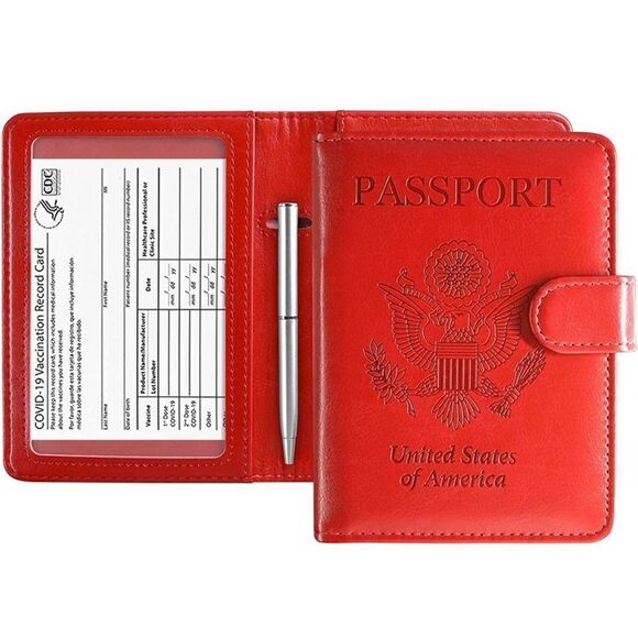 NEW Passport Holder Cover Wallet RFID Blocking PU Leather - Picture 1 of 7